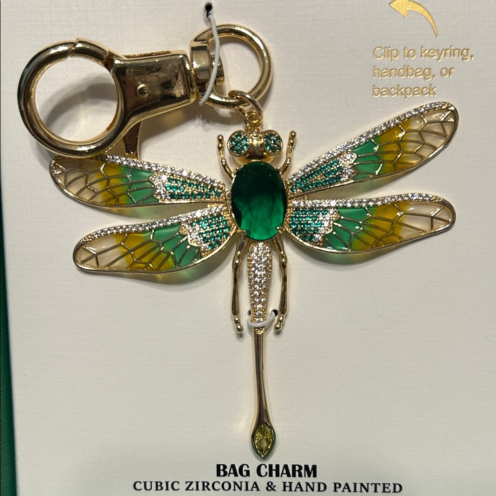 Piper K Green and Gold Dragonfly Charm - Picture 3 of 3